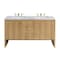 James Martin Vanities Hudson 60in Double Vanity, Light Natural Oak w/ 3 CM Carrara Marble Top 435-V60D-LNO-3CAR - alternate 1